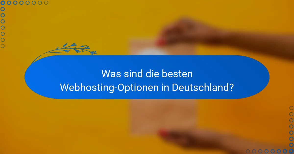 Was sind die besten Webhosting-Optionen in Deutschland?