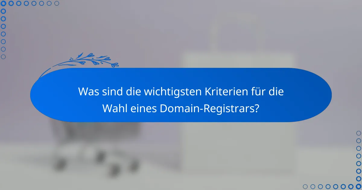 Was sind die wichtigsten Kriterien für die Wahl eines Domain-Registrars?
